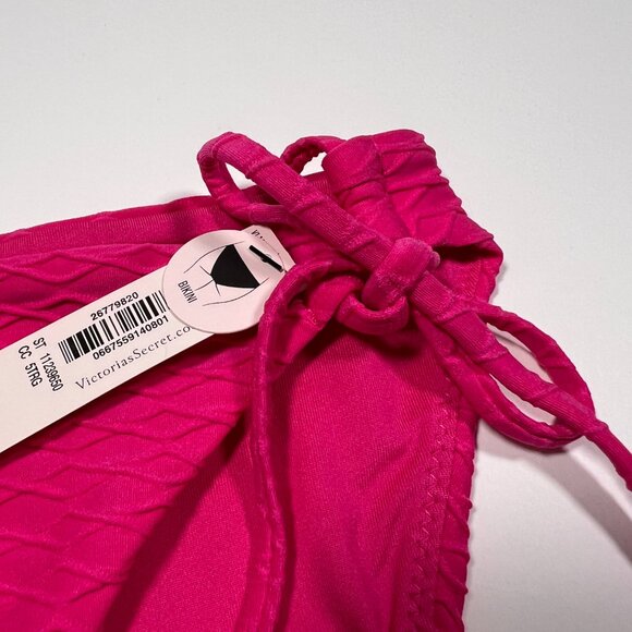 Victoria Secret 32C S TWIST FRONT Push Up Bikini Top Bottom Set Textured Pink - Picture 11 of 14